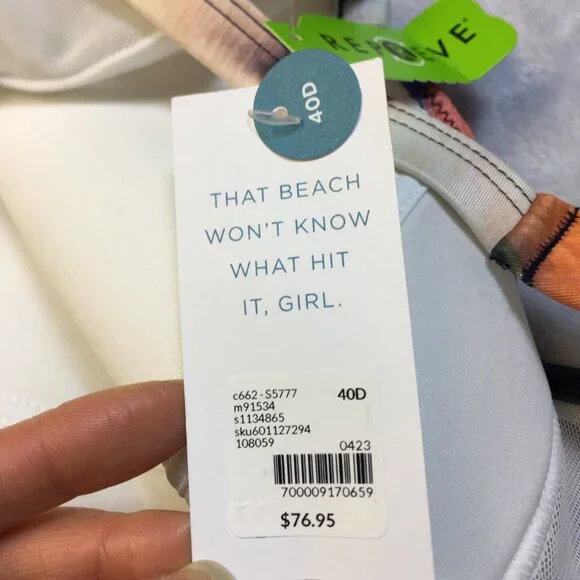 New! Swim by Cacique Tankini Top 40D Tie Dye Light Lined Plunge Underwired - Picture 12 of 16